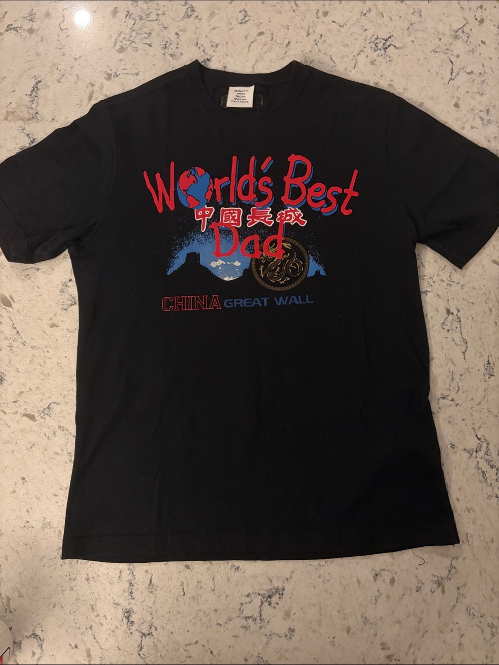 Vetements Black Graphic Tee with Red Print